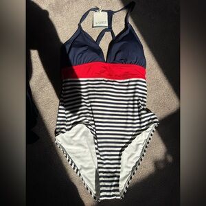 Carve Designs Navy and Red Striped One Piece Swimsuit